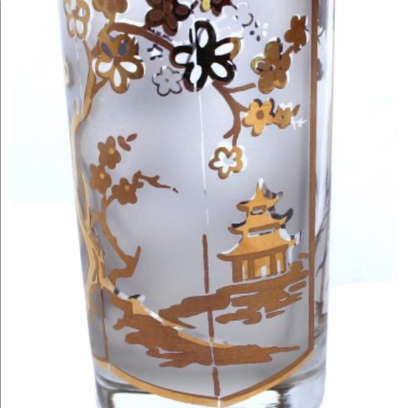 Vintage Other - 7 Vintage Chinoiserie Pagoda & Lotus Glasses